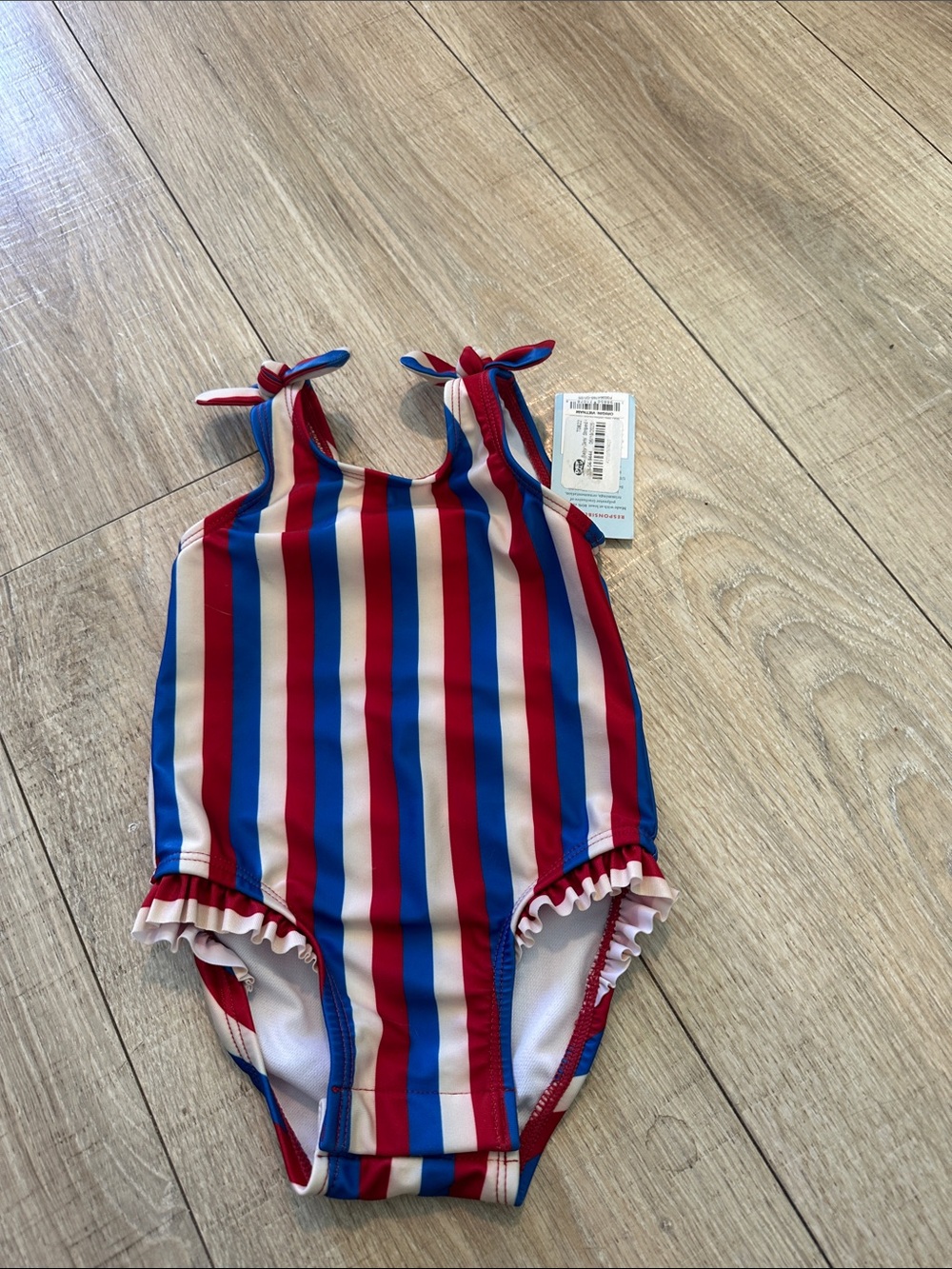 Cat & Jack Red, White & Blue Striped Girls One-Piece Swimsuit